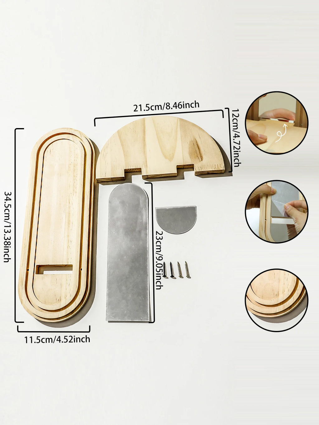 Lume Wooden Wall Mirror Shelf – Modern Floating Display Stand