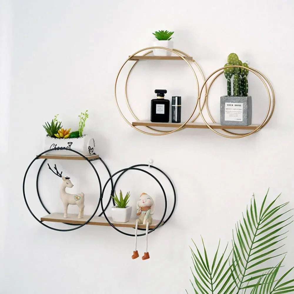 Modern Nordic Wall Shelf – Iron & Wood