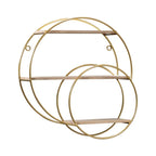 Luna Gold Round Wall Shelf – Modern Iron & Wood