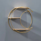 Luna Gold Round Wall Shelf – Modern Iron & Wood