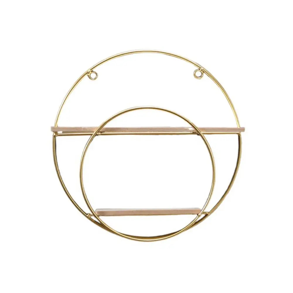 Luna Gold Round Wall Shelf – Modern Iron & Wood