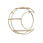 Luna Gold Round Wall Shelf – Modern Iron & Wood